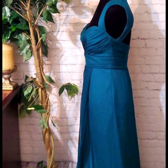 AMSALE Teal 100% Silk Dress 8 Mallard Green - Picture 4 of 9